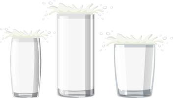 Set of different glasses of milk vector