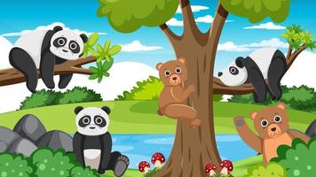 Cute wild animals in the forest vector