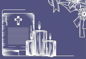 santa biblia y velas vector