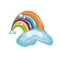 shining rainbow and clouds vector