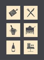 icons collection catering vector