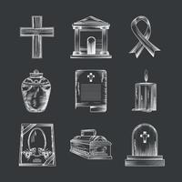 iconos de esbozo funerario vector