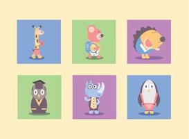 back to school little animals vector