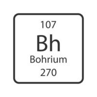 Bohrium symbol. Chemical element of the periodic table. Vector illustration.