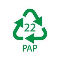 Paper recycling symbol PAP 22. Vector illustration.