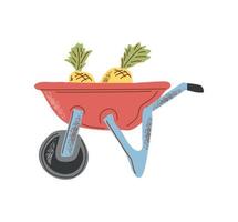 wheelbarrow with pineapples vector