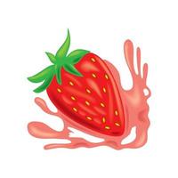 strawberry fresh splash vector