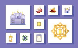 icons ramadan celebration vector