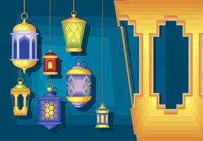 arabic lanterns light vector