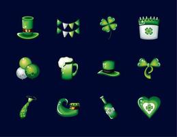 st patricks day green icons vector