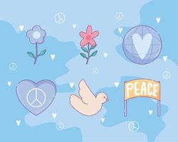 set of international day of peace vector