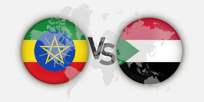 Ethiopia vs Sudan flags concept. Vector Illustration.