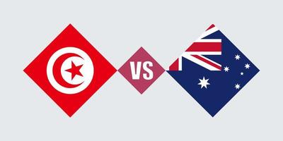 Tunisia vs Australia flag concept. Vector illustration.