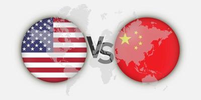 China vs USA flags concept. Vector Illustration.