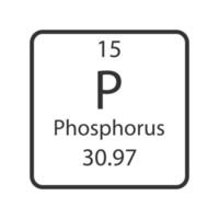 Phosphorus symbol. Chemical element of the periodic table. Vector illustration.