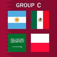 calendario de partidos grupo c. torneo internacional de fútbol en qatar. ilustración vectorial vector