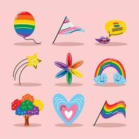 iconos orgullo lgbt vector