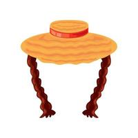 sombrero de mimbre y trenzas vector