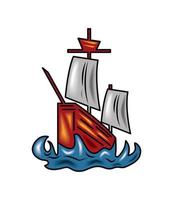 sailboat tattoo old school vector