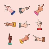 pointing hands flat icons vector