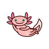 pink cartoon axolotl vector