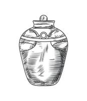 funeral urn sketch vector