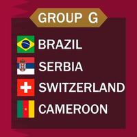 calendario de partidos grupo g. torneo internacional de fútbol en qatar. ilustración vectorial vector