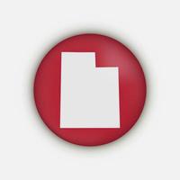 Utah state map circle with shadow vector