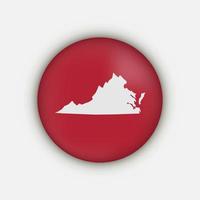 Virginia state map circle with shadow vector