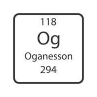 símbolo de oganesón. elemento químico de la tabla periódica. ilustración vectorial vector