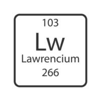 Lawrencium symbol. Chemical element of the periodic table. Vector illustration.