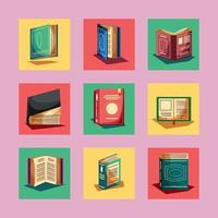 conjunto de iconos de literatura de libros vector
