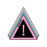 retro futuristic caution sign vector