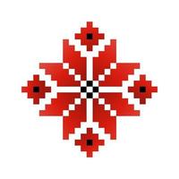 Traditional Ukrainian cross-stitch embroidery element for wrapping design, vintage floral ornament motif vector