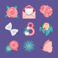 womens day icon set vector