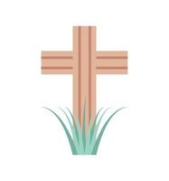 catholic cross in grass vector