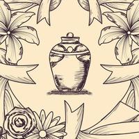 urna funeraria flores vector