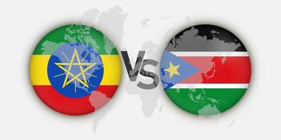 Ethiopia vs South Sudan flags concept. Vector Illustration.