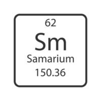 Samarium symbol. Chemical element of the periodic table. Vector illustration.