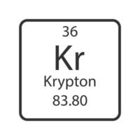 Krypton symbol. Chemical element of the periodic table. Vector illustration.