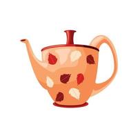 teapot with leaf vector