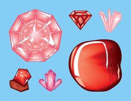 healing crystals red style vector