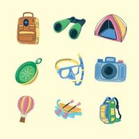 travel icons set vector