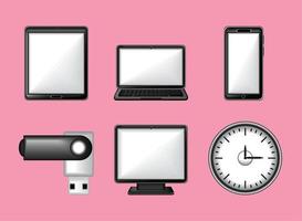 technology devices and clock vector