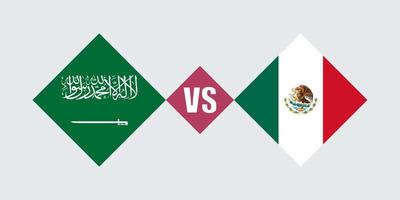 Saudi Arabia vs Mexico flag concept. Vector illustration.