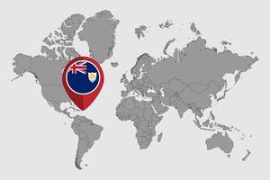 pin mapa con bandera de anguila en el mapa mundial. ilustración vectorial vector
