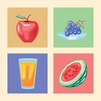 frutas y jugo vector