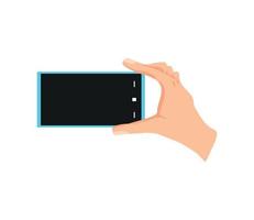 hand holds smartphone vector