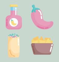 set of food mexico vector