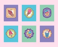 set of cool food labels vector